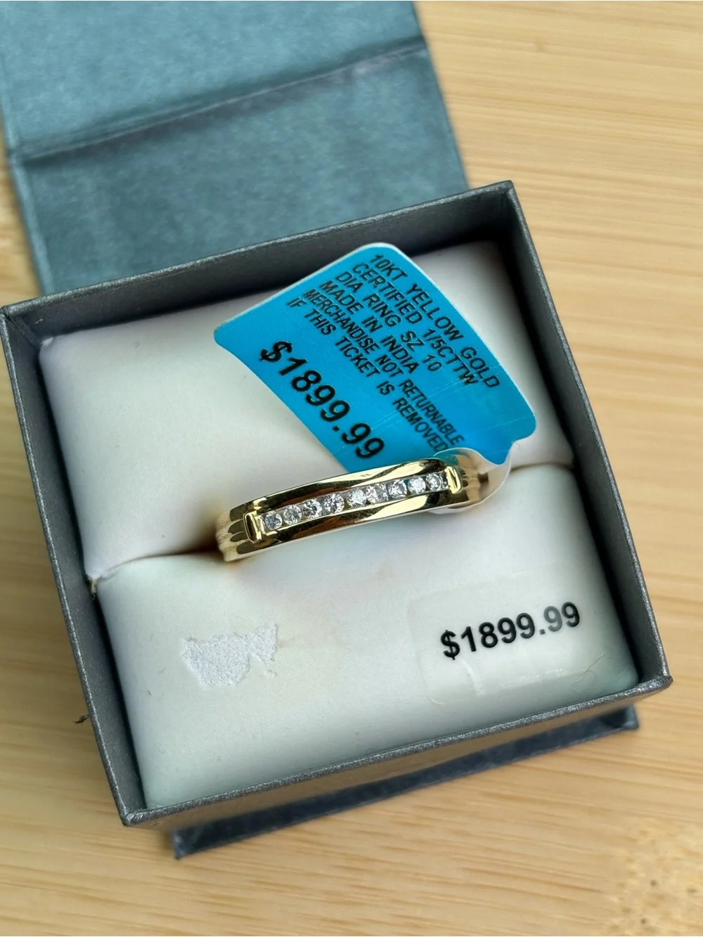 Brand New 10K Yellow Gold Certified 1/5 CTTW Diamond Ring Men's Wedding Band